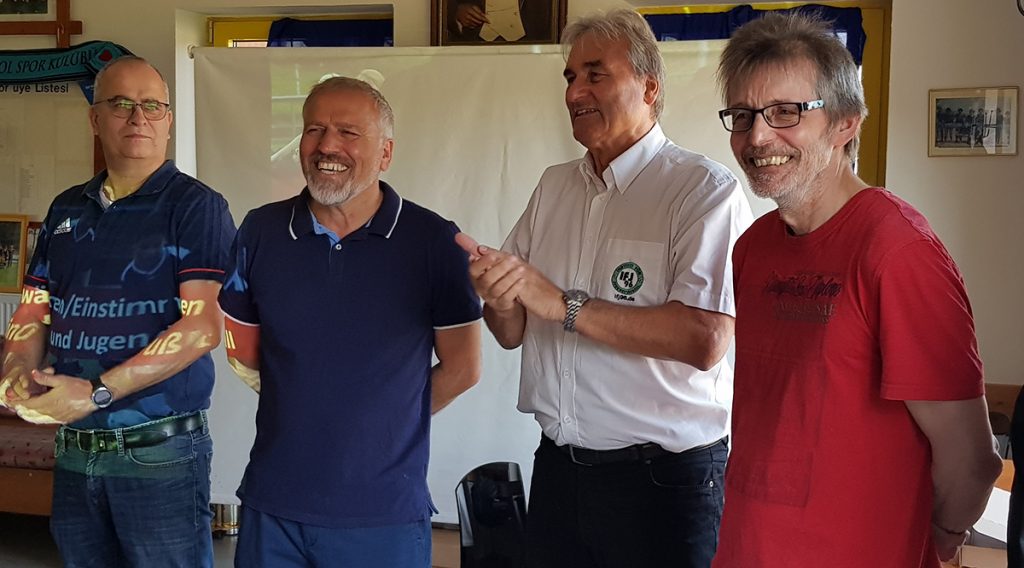 Christoph Riesselmann, Ali Boydak, Peter Schreiner and Dirk Feldkötter opening the seminar and welcoming the coaches (Norbert Vornhagen not pictured)