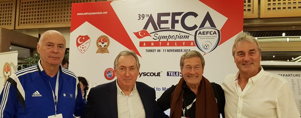 AEFCA Symposium in Belek 2018: Dr Yuri Nikolov, Gerard Houllier, Walter Gagg and Peter Schreiner
