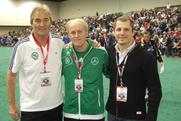 Ralf Peter (DFB), Frank Tschan (President NSCAA Europe) and Peter Schreiner (Institute of Youth Soccer Germany).