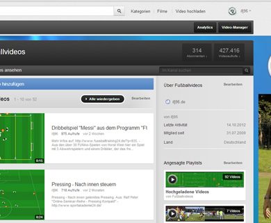 YouTube Channel des Instituts für Jugendfußball